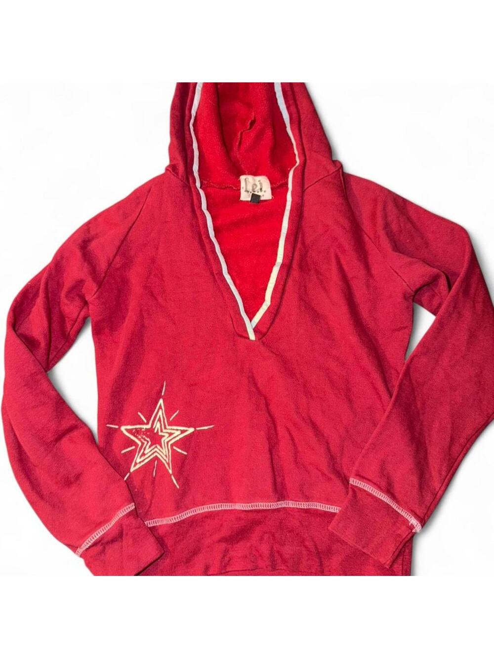 y2k LEI star v neck hoodie